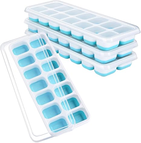 Amazon 製氷皿 Ikich 氷 フタ付き アイストレー 製氷器 シリコン 蓋 四角氷 氷モールド アイスキューブトレー お茶やお酒用氷が作れる 14個取 取り出しやすい ４点セット ブルー 製氷皿 オンライン通販