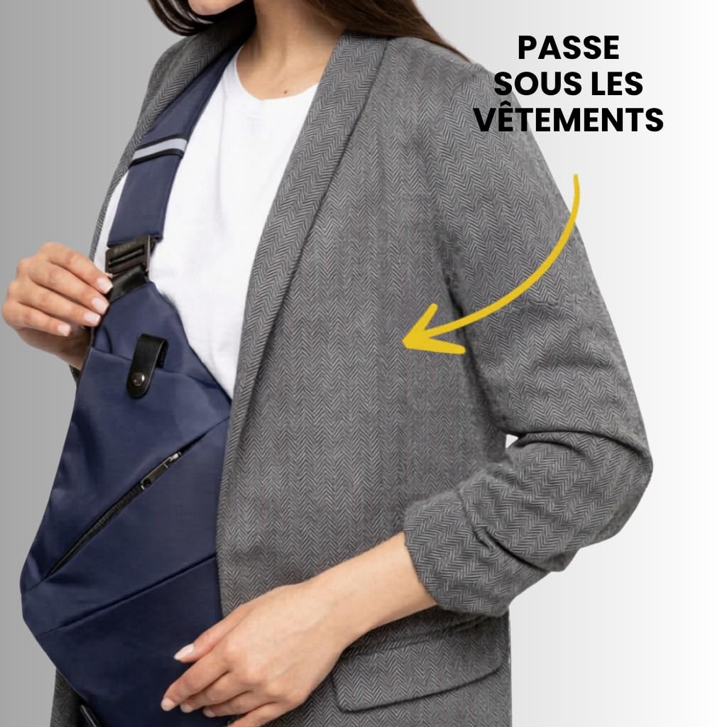 wanroy sac de voyage antivol wanroy+, Sac Banane Antivol Imperméable avec Fermetures Cachées, 3 Compartiments, Poche Téléphone Sécurisée, Bandoulière Réglable, Sac Poitrine Voyage Homme Femme