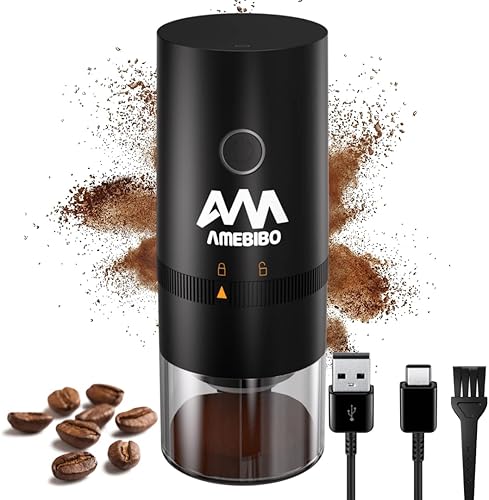 Molinillo de café portátil eléctrico, rebaba para granos, especias y más, molinillo de grano de café pequeño para campamento, goteo, expreso,