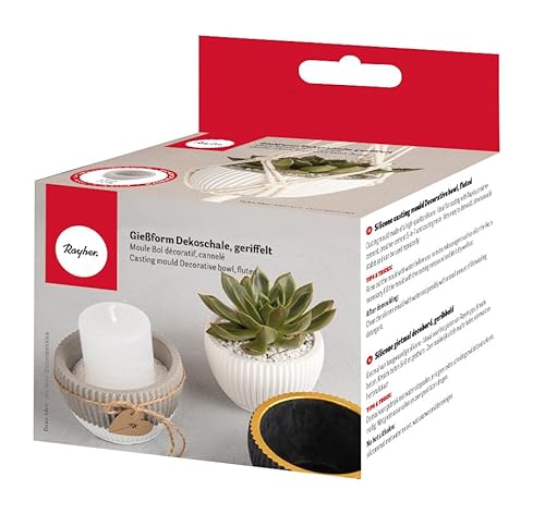 Rayher Molde silicona Cuenco decor. acanalado, ø 9cm, Altura 6cm, caja 1ud, gris, 36185000