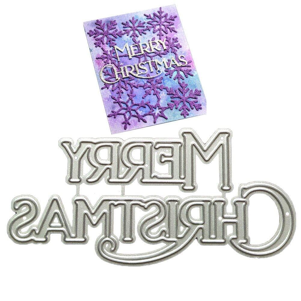 Lpitoy Merry Christmas Metal Die Cuts, Hollow Merry Christmas Letters Cutting Dies Stencils Diy Scrapbooking Album Decorative Embossing Paper Card Making