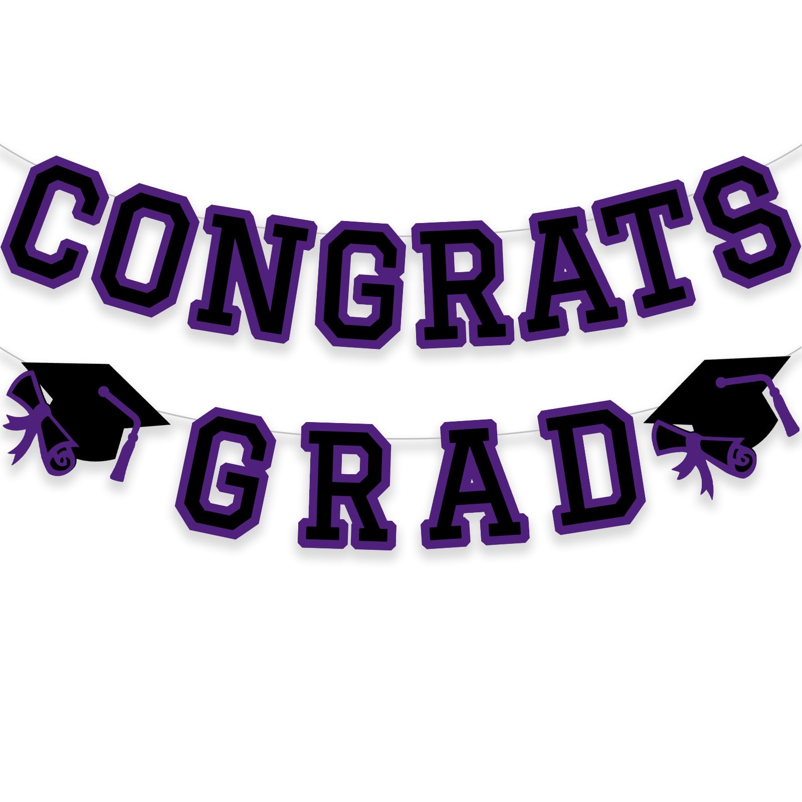 Congrats Grad Banner Graduation Party Banner Decoration Hanging Garland High School College Backdrop Supplies Purple