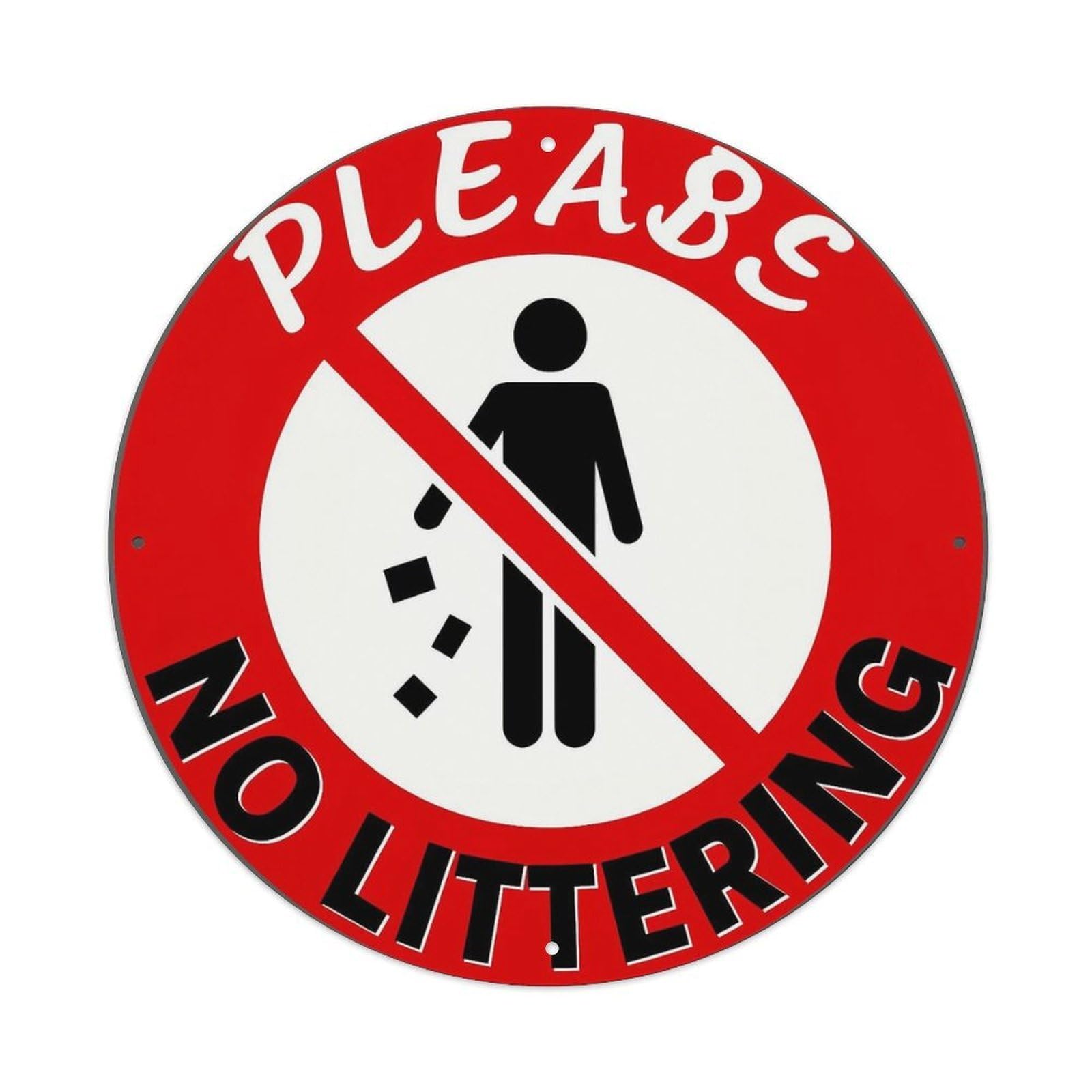Please No Littering Sign Tin Sign Metal Poster Vintage Metal Signs for Home Man Cave Bar Cafe Kitchen laundry room Wall Decorations 8x8 inches