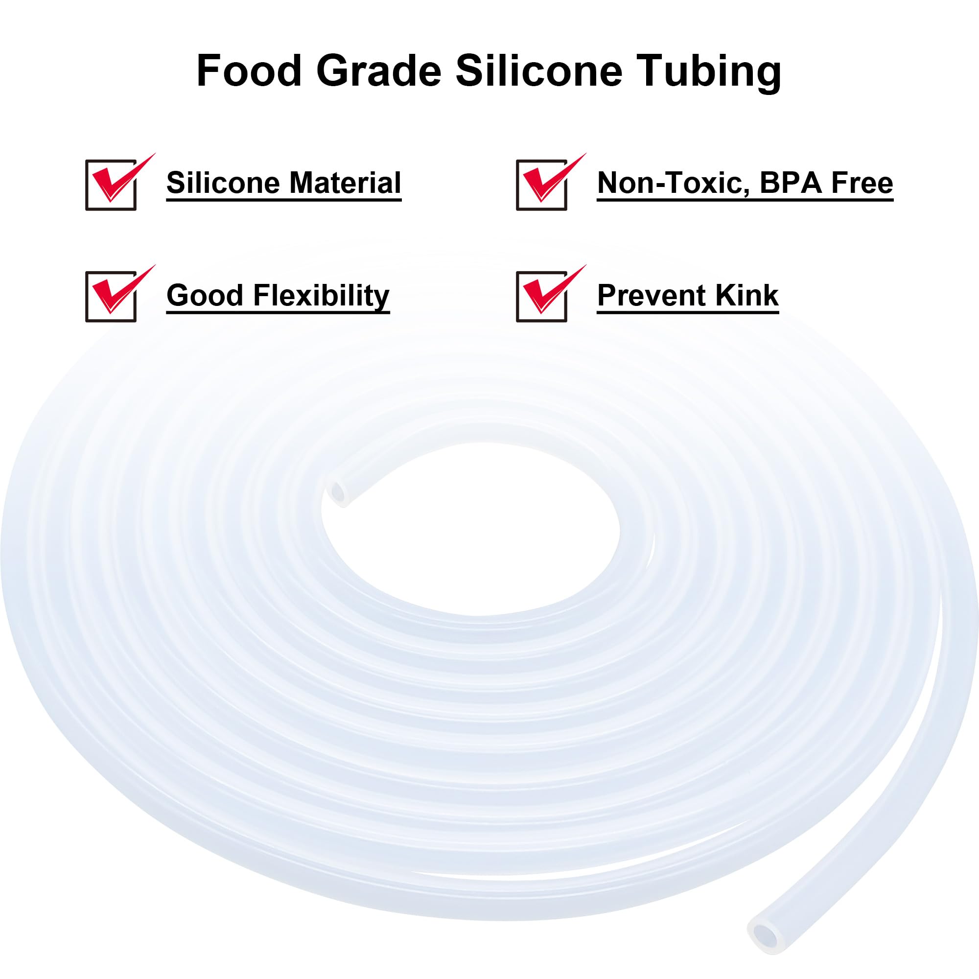 Tubo de silicona transparente, manguera de grado alimenticio, tamaño 12,7 mm x 15,9 mm, longitud de 4,5 m, grosor de 1,6 mm, tubo de silicona de goma flexible para tuberías de aire/agua
