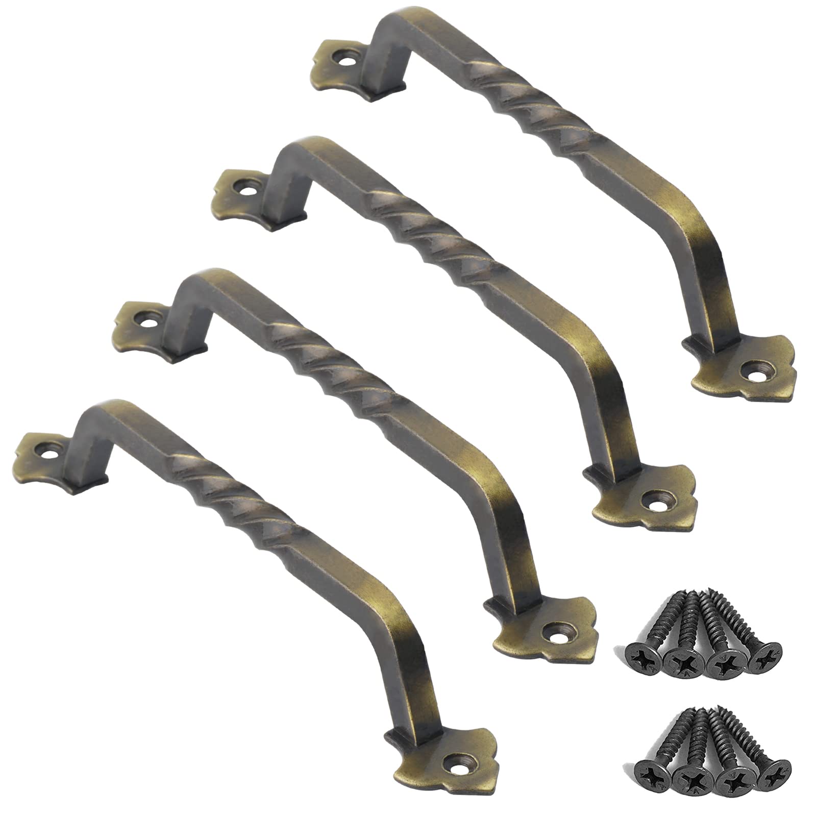 OVOV 4 Pack Barn Door Pull Handle Hardware for Wooden Garden Gate Shed Cabinet Door (Bronze), 6 Inch