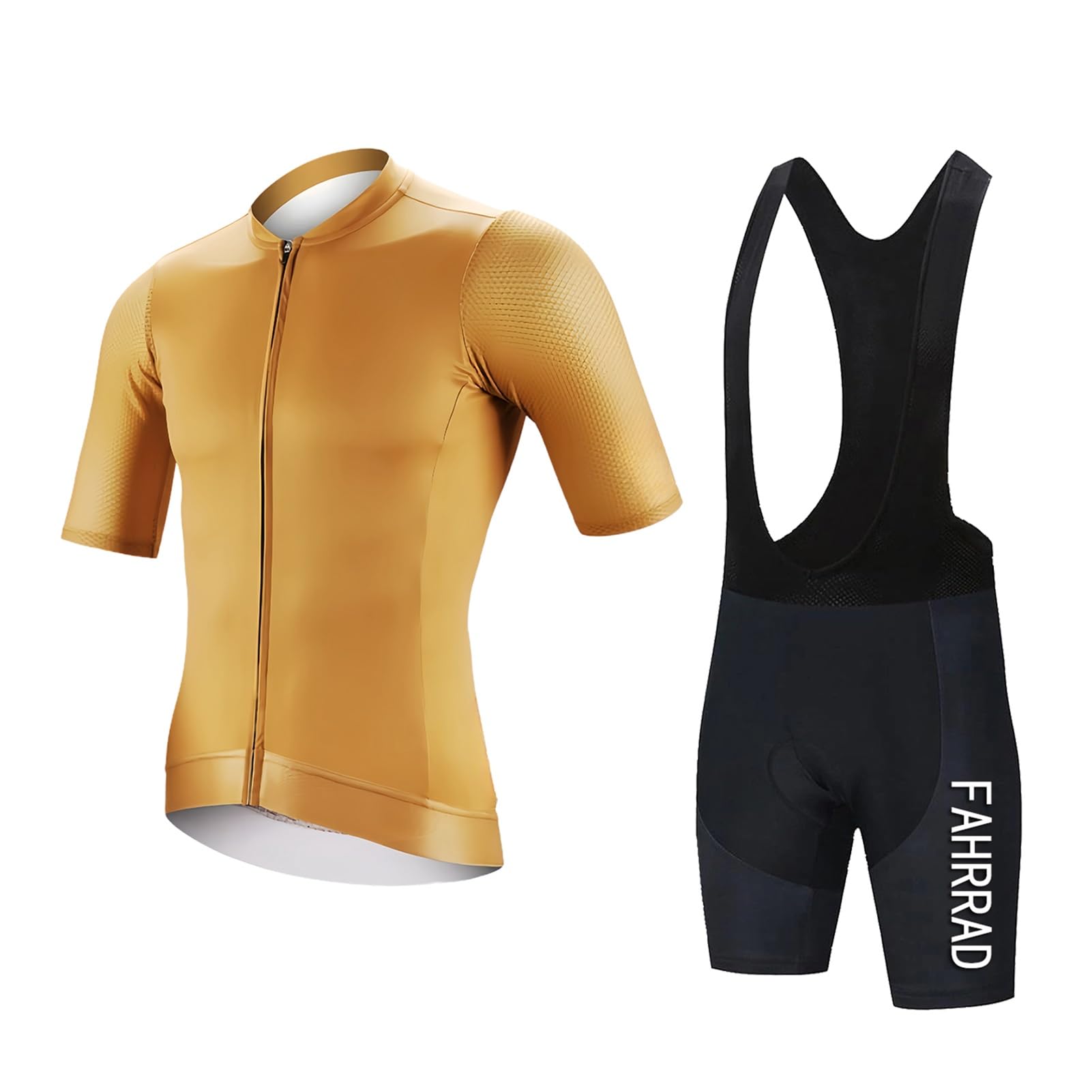 Ensemble vêtements de vélo homme manches courtes et cuissard gel 9D jaune XXL