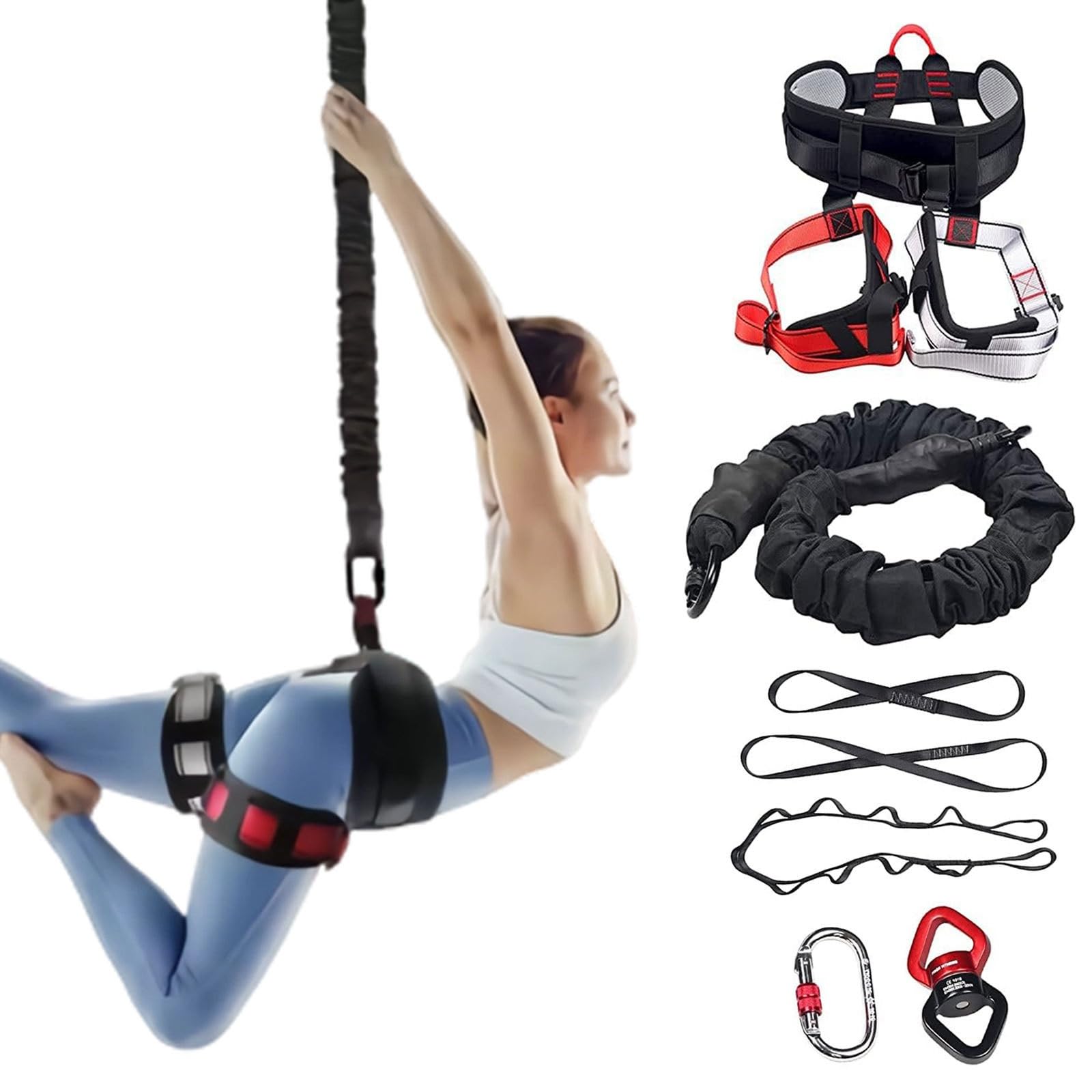 Bungee Trainer Sospensione, Set di cinture di resistenza per yoga, corda da danza elastica 4D, corda elastica pesante per l'allenamento, attrezzature per esercizi elastici per la casa