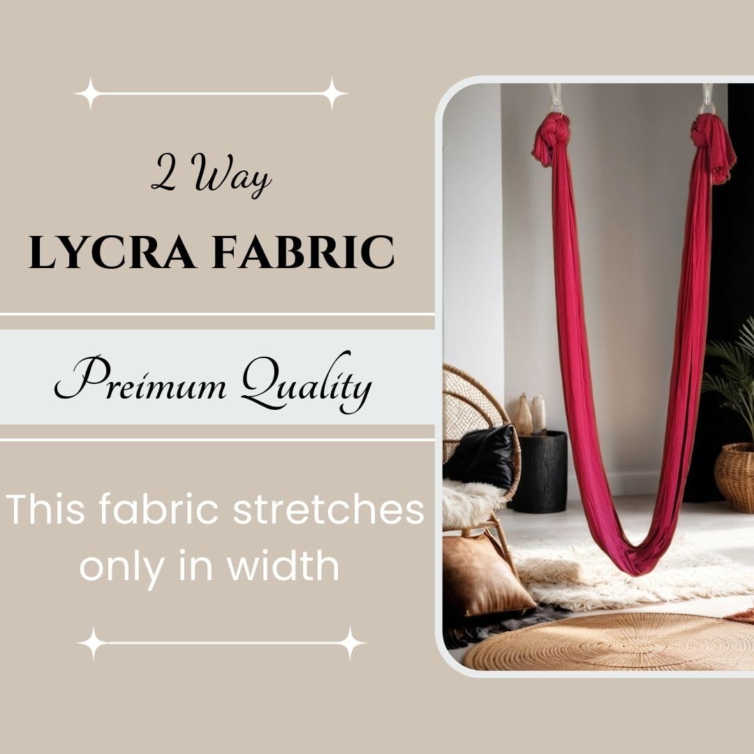 Streetup India® Lycra Fabric Aerial Swing/Yoga Hammock With 20 Feet Long Fabric With Carabiner, Ring and Mount Fastener (Maroon) 4