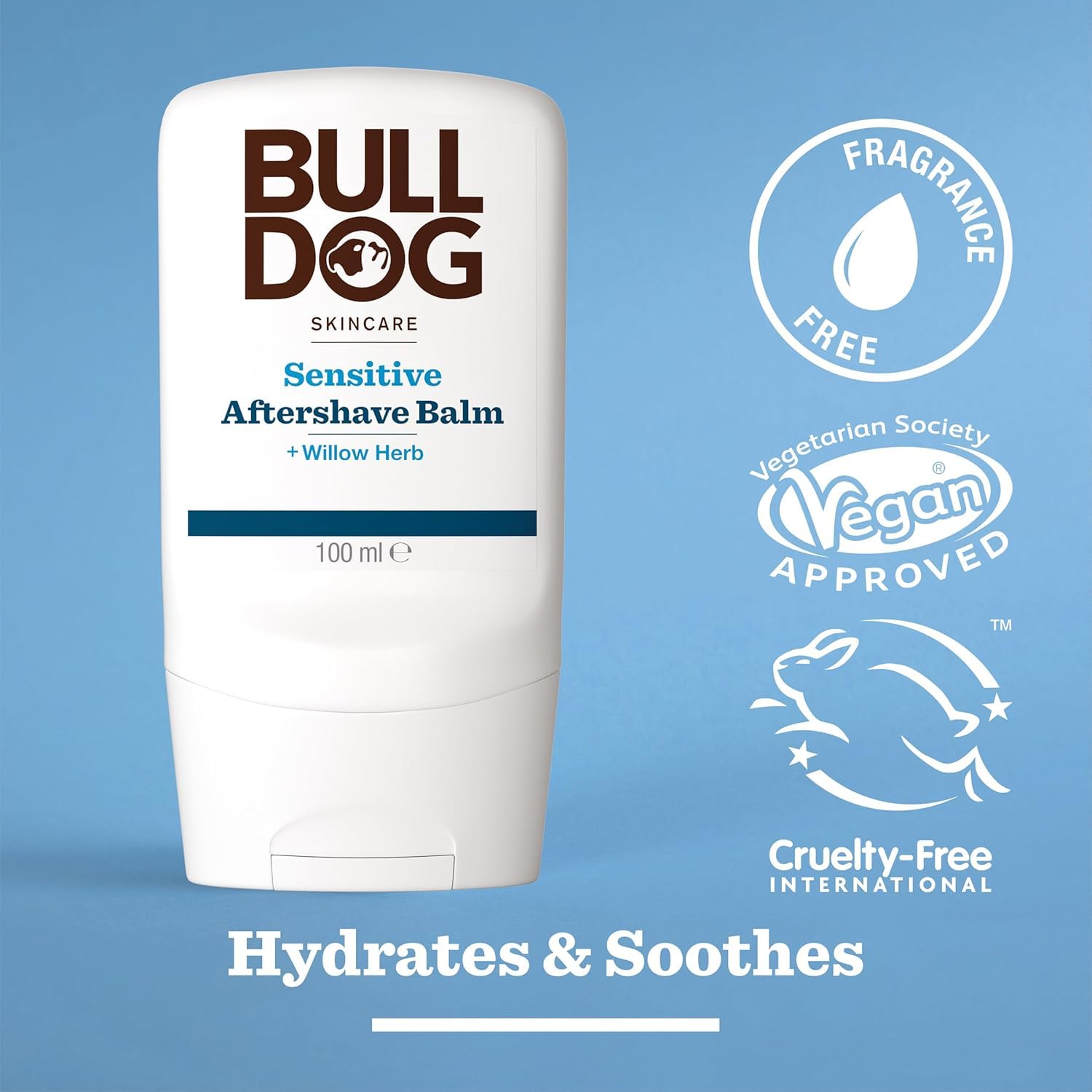 BULLDOG Cura della pelle - Balsamo dopobarba sensibile per uomo, idrata e lenisce, 100 ml x 3 confezioni