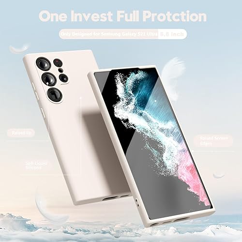 Miniatura 3 de oakxco Funda para teléfono Samsung Galaxy S22 Ultra con agarre de silicona líquida, bonita funda delgada y delgada de goma suave de TPU para mujeres