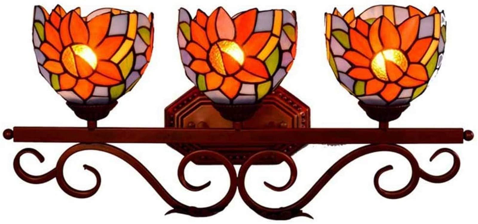 IUokLU Wall Lamp for Bedroom 3 Light Bathroom Vanity Light,Tiffany Style Stained Glass Wall Lamp,Vintage Baroque Wall Lamp,Decoration Handmade Gift Wall Sconces Fixtures for Bathroom Bedr(L)