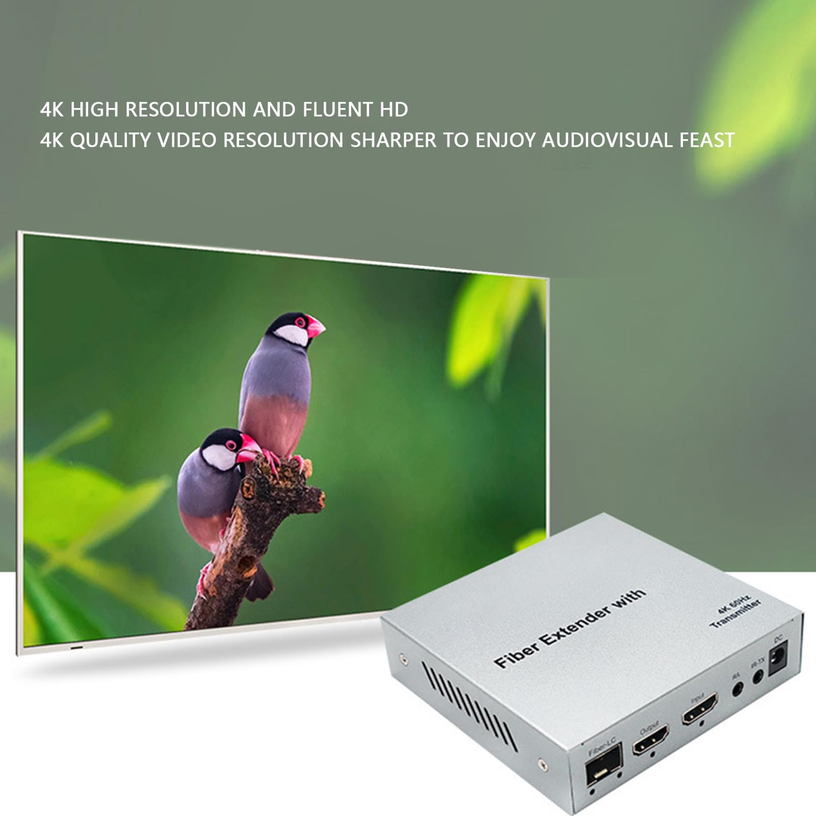 Extensor HDMI de Fibra Óptica 4K - Transceptor Óptico de Video HDMI KVM 20KM - Compatible con Todos los Sistemas (Enchufe de la UE) Garantizar el Mejor Rendimiento
