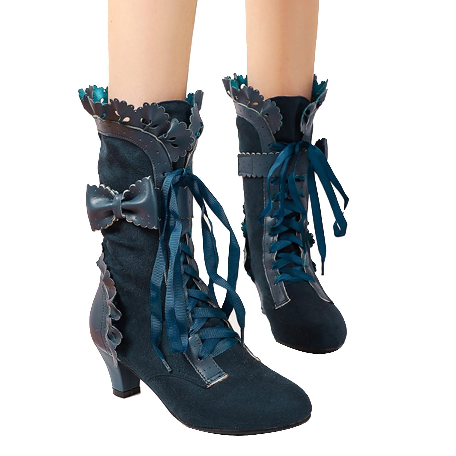 HOODUO Botas de Invierno Mujer,Botas Altas Mujer Comodos Casual Antideslizante Botines Campera Botines Estilo Punk Trekking Zapatos Chunkyrayan Casual o de Fiesta