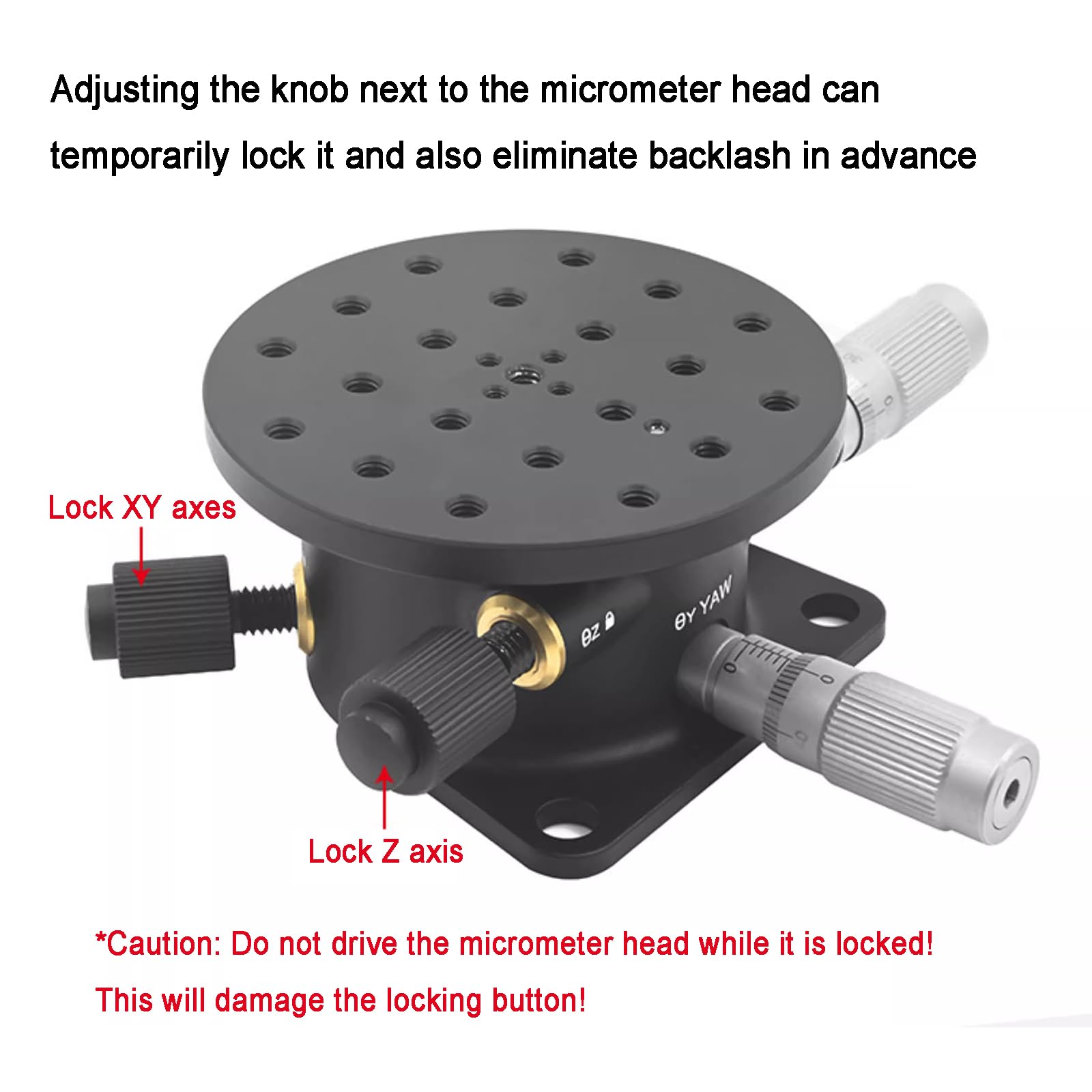 Etapa de desplazamiento manual del eje R con ajuste fino y plataforma de corte micrométrica de aleación de aluminio para maquinaria de producción, paso ± 4,1°, capacidad de carga 1 kg