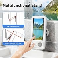 Vista 4 de Soporte para teléfono de ducha con altavoz Bluetooth inalámbrico, soporte impermeable para teléfono con altavoz, funda de teléfono de ducha