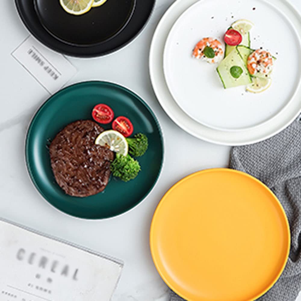 Assiettes rondes en céramique adaptées pour les restaurants, lisses et simples à nettoyer. Dimensions : diamètre 24,5 cm x hauteur 2,9 cm (vert)