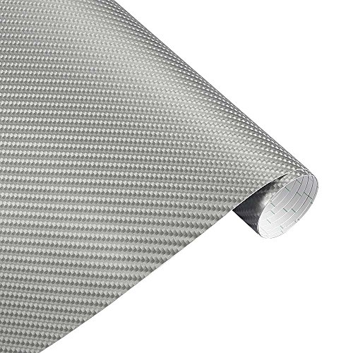 Vinilo para coche fibra carbono 4D plata lámina brillante para accesorios de moto 152cm