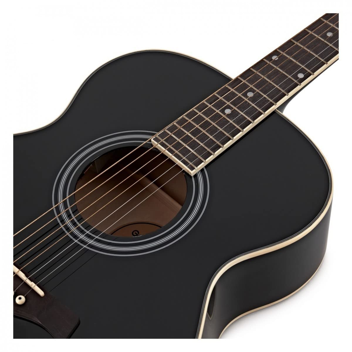 Gear4music Guitarra electroacústica negra con preamplificador de 4 bandas EQ