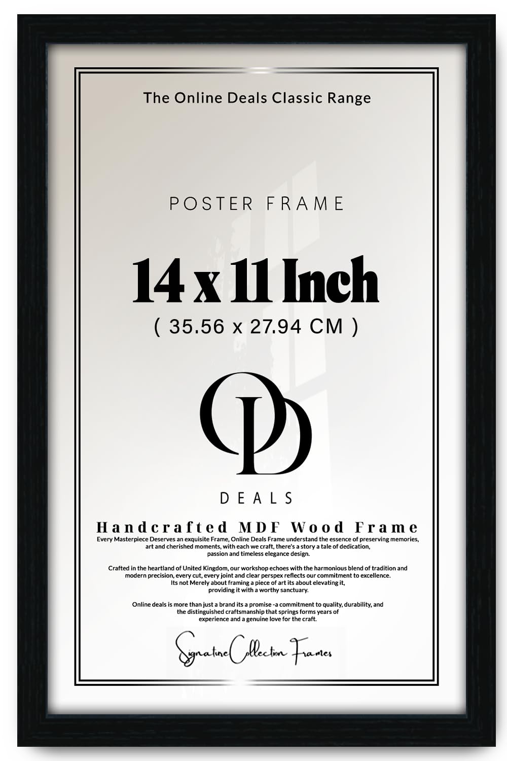OD Deals 14x11 Inch (355 x 279 mm) Black MDF Wall Frame | Modern Flat Poster Frame with Shatterproof Acrylic Front | Premium Engineered Wood (Black) โ image 1