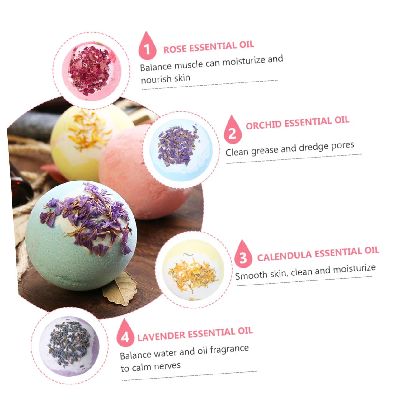 4piezas Bolas De Burbujas Naturales Para Baño Unidades Hechas De Minerales Relajación Hogar y