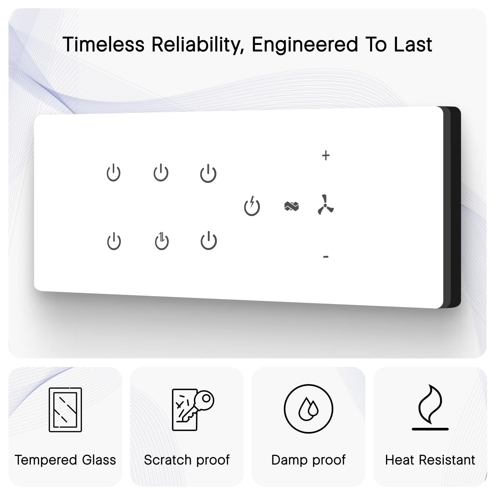 Iotics Smart Wifi Switch Board: 7 x Switch & 1 Fan Module. Touch Control, Remote, App Control. Voice Control with Alexa & Assistant. Smart Touch Switch Board For Home Automation (White), 240 Volts 2