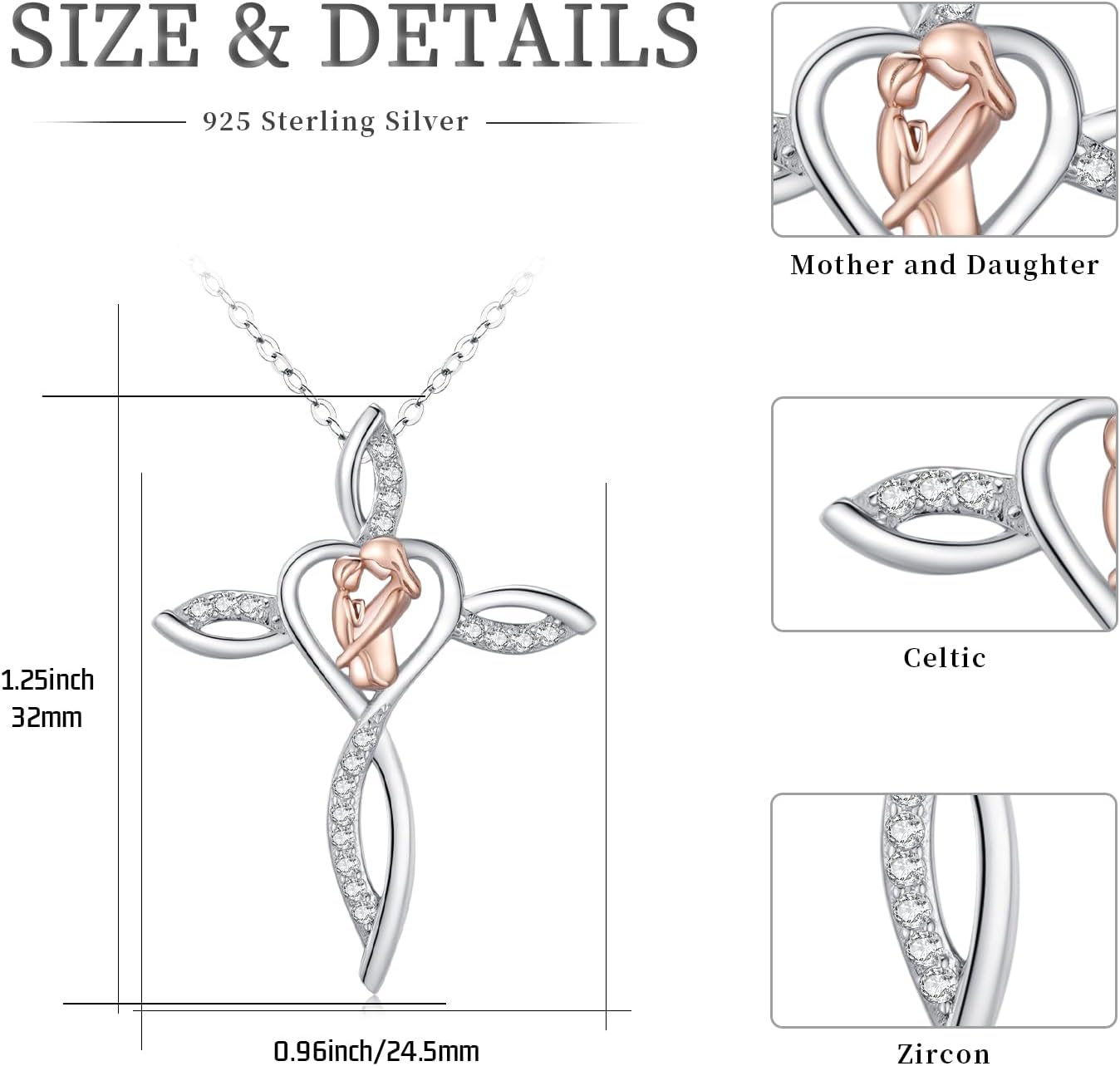 Mother's Day Necklace Gifts 925 Sterling Silver Mom/Wife/Grandma/Nana/Family I Love You Mom Necklace for Women Jewelry Birthday Gifts for Couple - Image 3