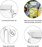 Vista 4 de Bormioli Rocco Frigoverre - Juego de 2 jarras de vidrio con tapa hermética verde azulado, 33.75 onzas, jarra con sellado hermético, mango