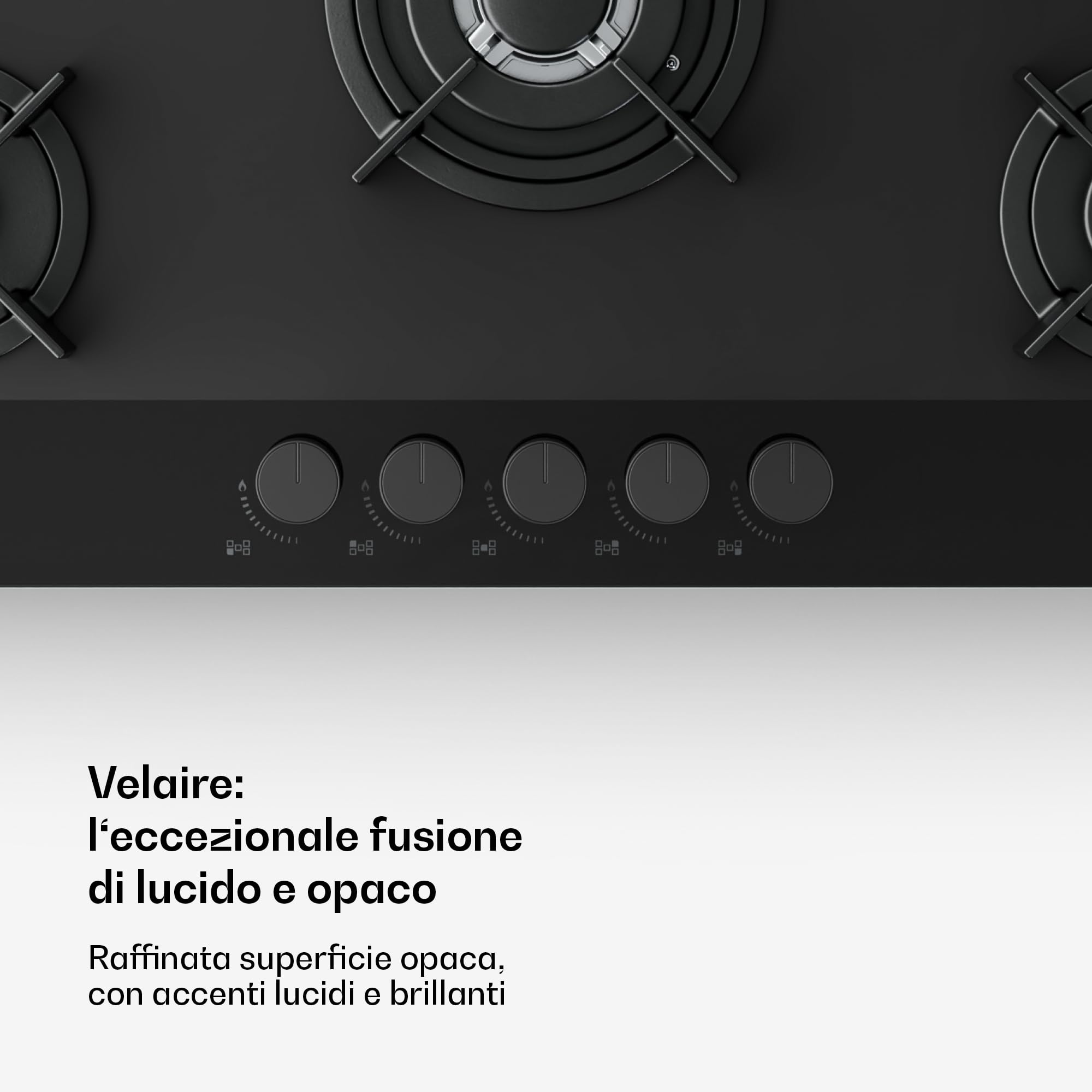 Klarstein Velaire Piano Cottura Gas 5 Fuochi - 10400W, Vetro, GPL & Gas Naturale, Accensione Elettrica, Sicurezza Spegnimento, 90cm, Kit Incluso