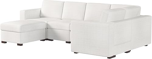 Miniatura 10 de Sunrise Coast Sofá modular modular convertible en forma de L con otomana de 127 pulgadas, color beige, cama grande, sofá de 6 asientos para sala de