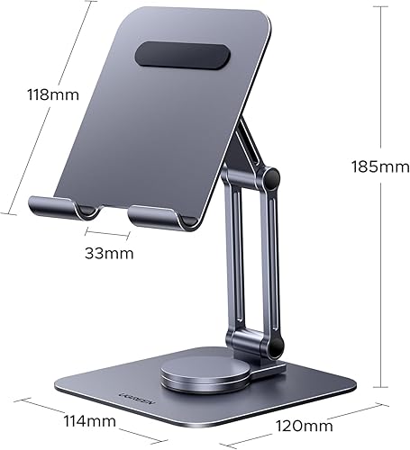 Miniatura 6 de UGREEN Soporte para tablet para escritorio giratorio con base giratoria de 360, soporte portátil de aluminio, ajustable, accesorios de oficina en