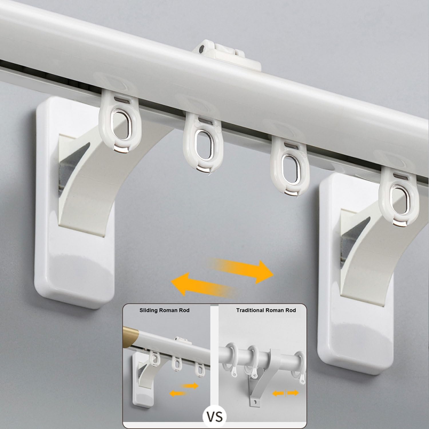 Diviseur De Pièce Muet Glisser,Rail De Rideau Avec Rouleaux Support Mural Pour Séparation De Pièce,Bureau,Salon,Chambre,Balcon,facile À Installer(Black,2.2M/7.2FT)