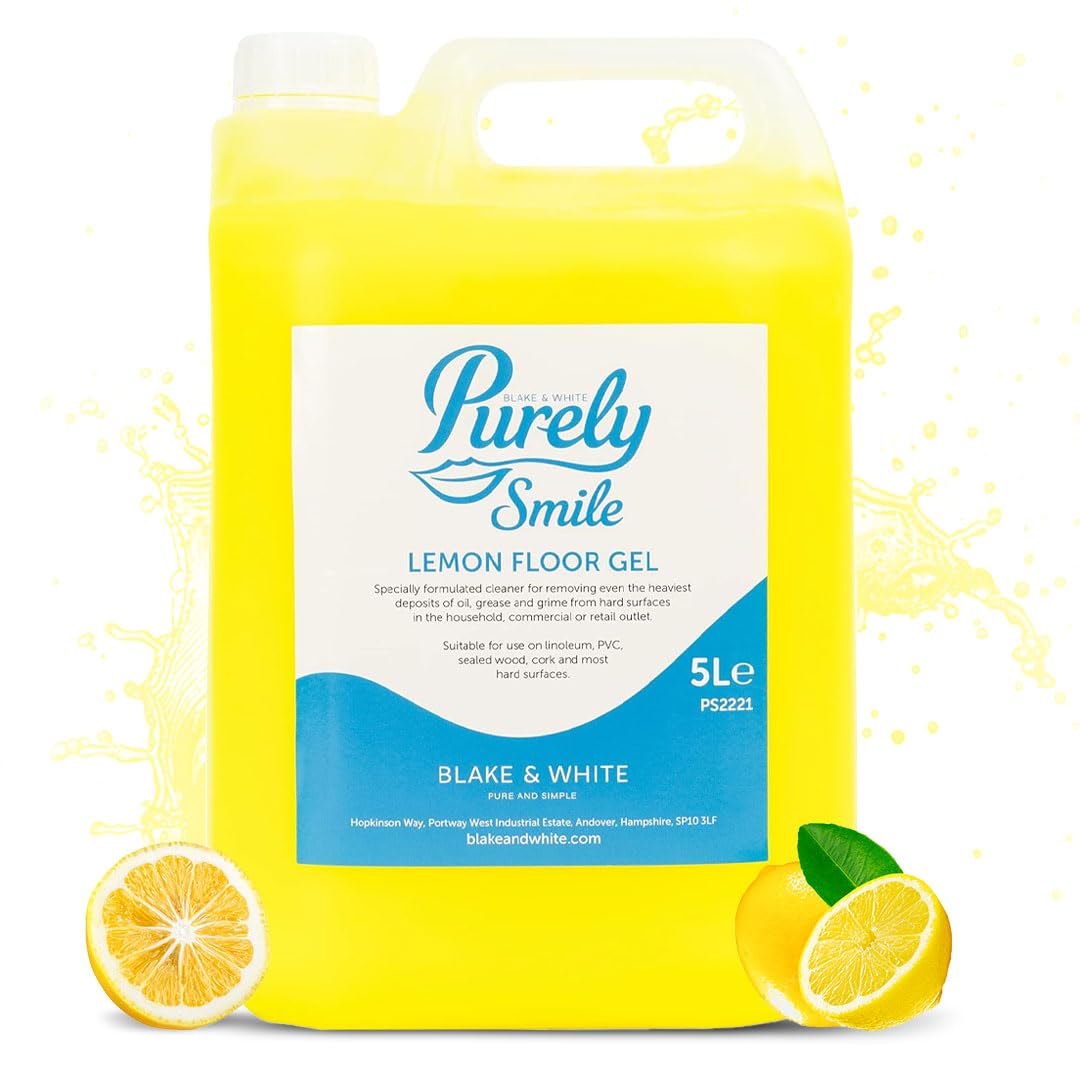 Purely Smile Lemon Floor Gel 5L - Powerful Floor Cleaner Liquid for Tiles & Hard Surfaces - Removes Oil, Grease & Grime Deposits - Suitable for Linoleum, PVC & Sealed Wood