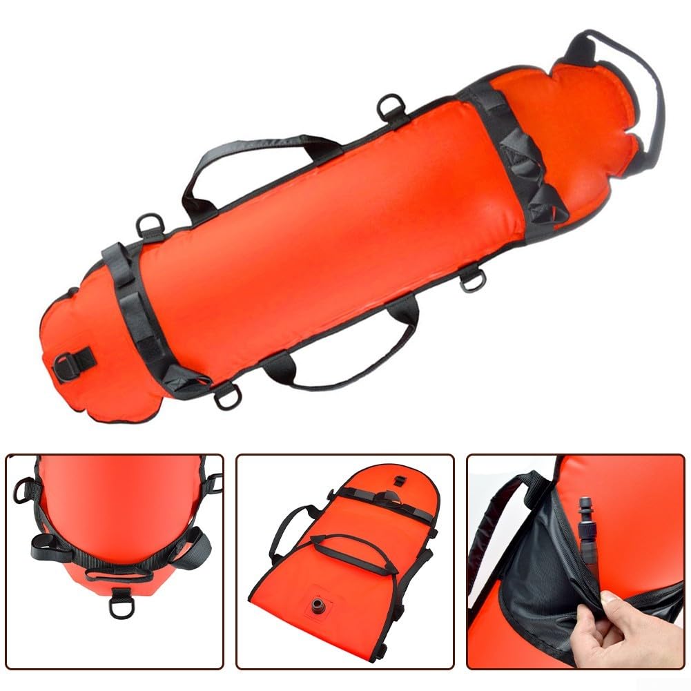 Arancio Diving Tubo Galleggiante Con Bandiera Di Sicurezza E 5 D Anelli Per Attrezzatura Da Pesca Subacquea Deposito Ad Alta Visibilità Boa Gonfiabile Con 20m Corda E Supporti Fucile Per Sport