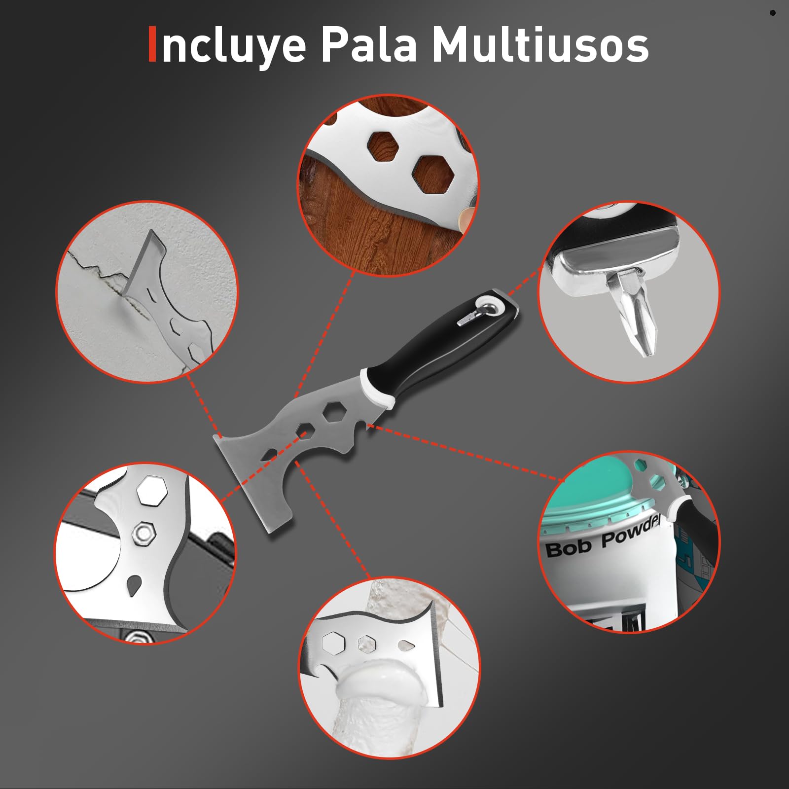 VKE Kit Coltelli da rivestimento, Spatola rivestita professionale con manico telescopico, perfetto liscio in acciaio 25/40/60 cm, strumento VKE Llana Para Alisar Paredes Grandes de 8 Piezas