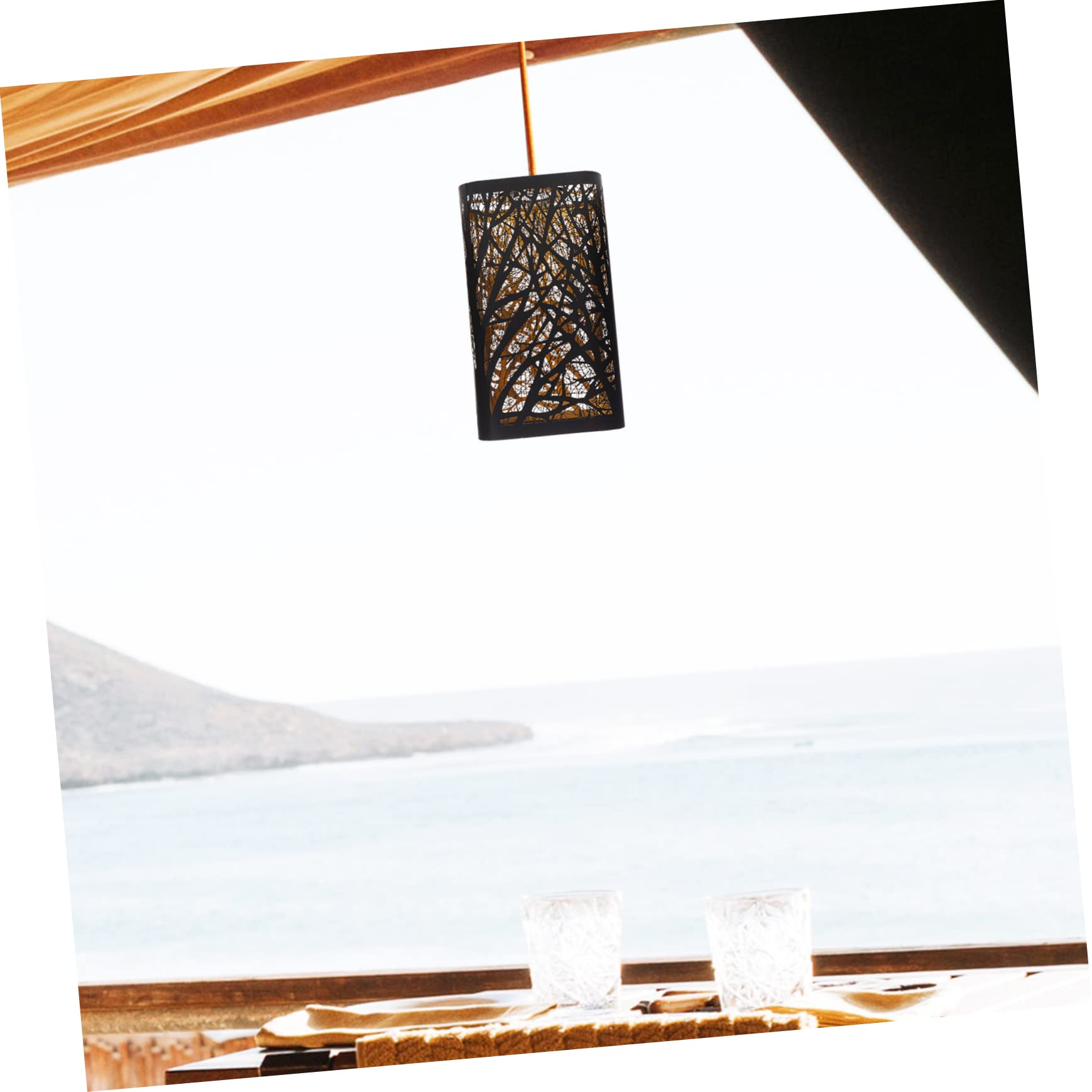 VILLCASE Pantallas De Lámpara De Metal E27 Negras Cuadradas, Diseño Hueco Tallado, Pantalla De Lámpara Grande Para Mesa y Escritorio, 2 Unidades, Uso Dormitorio y Sala, Resistente y Decorativa