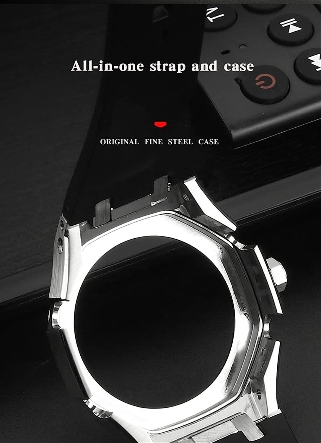 Kit di Modifica Cinturino per Orologio in Silicone e Cassa in Acciaio Inossidabile, per Cinturino di Ricambio per Fibbia in Metallo GA2100 per Uomo