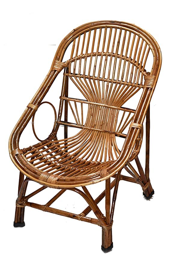 Avika Bamboo Wooden Cane Chair for Garden, Balcony Chair, Arm Chair, Room Chair, Lawn Chair, Indoor Outdoor with Cushion