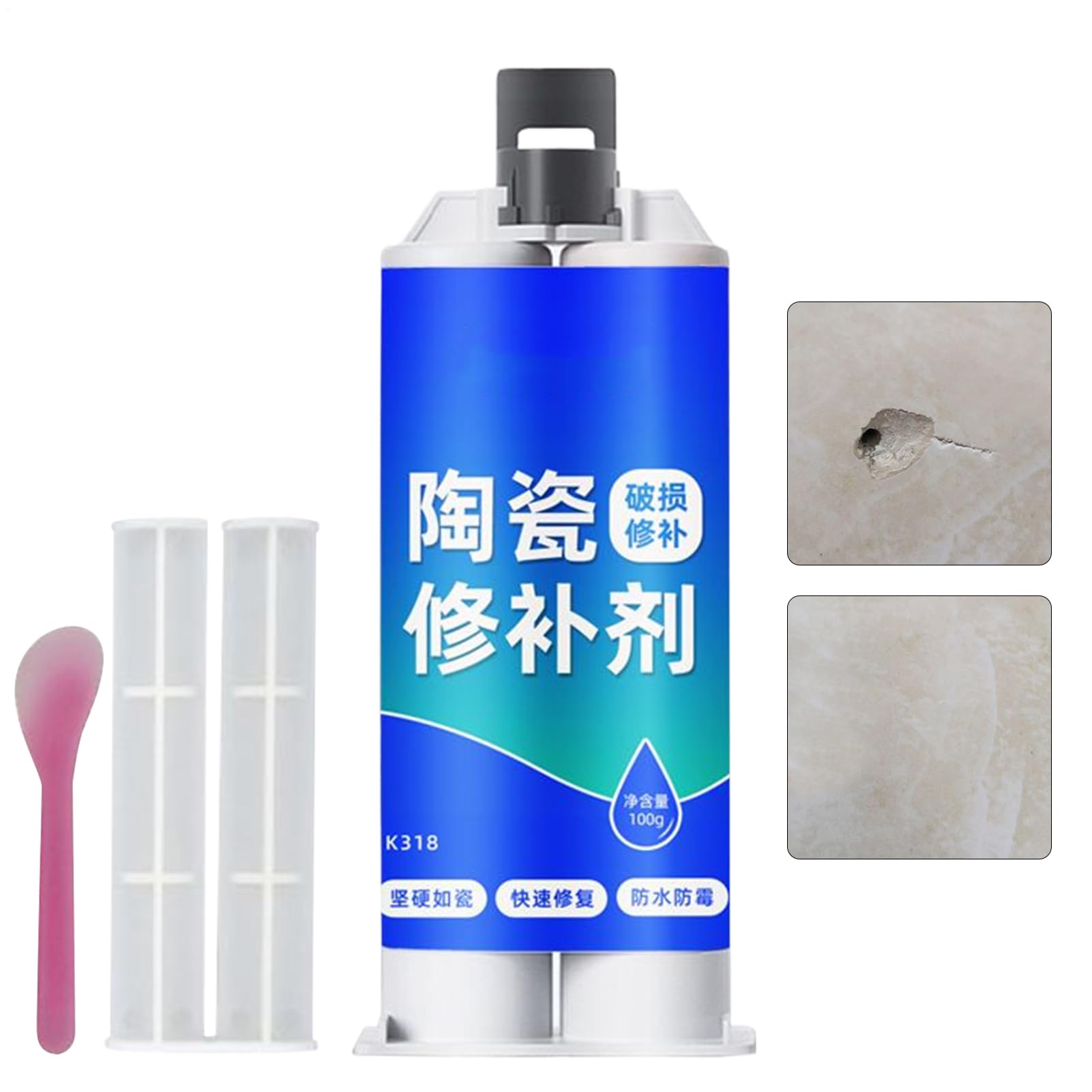 Ceramic Tile Repair Paste - Floor Tile Crack Repair Filler for Chips - Strong Adhesion Waterproof Kitchen Marble Floor Adhesive for Cracks Pits Chips Hollow Holes