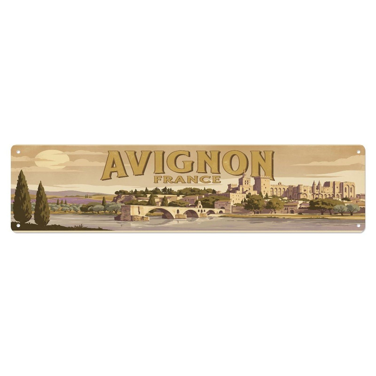 Tgrcjimh Style Metal Tin Sign Vintage Travel France Avignon