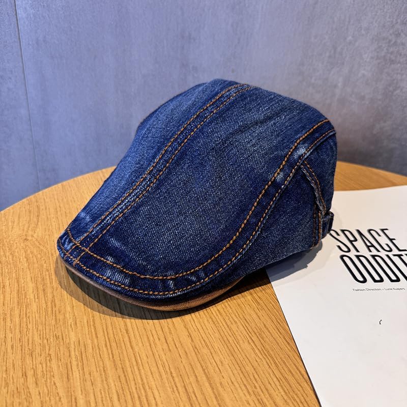 Quanhaigou Unisex Denim Newsboy Hats Flat Ivy Gatsby Cabbie Driving Berets Hat Cotton Dad Cap for Men Women - Image 7