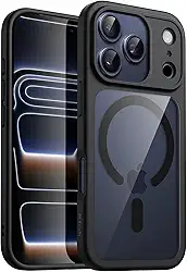 JETech Capa Magnética para iPhone 17 Pro Max 6,9 Polegadas Compatível com MagSafe, Case à Prova de Choque, Moldura de TPU Fosco Cor Sólida, Parte Traseira Claro Antirriscos (Preto)
