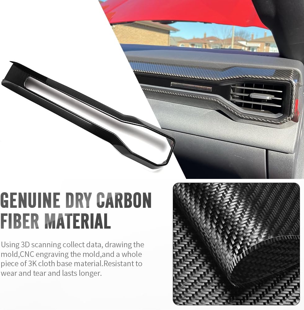 Carbon Fiber Passenger Side Dashboard Panel Trim for Ford Mustang S650 GT GT4 Dark Horse R Ecoboost 2024 2025 2026