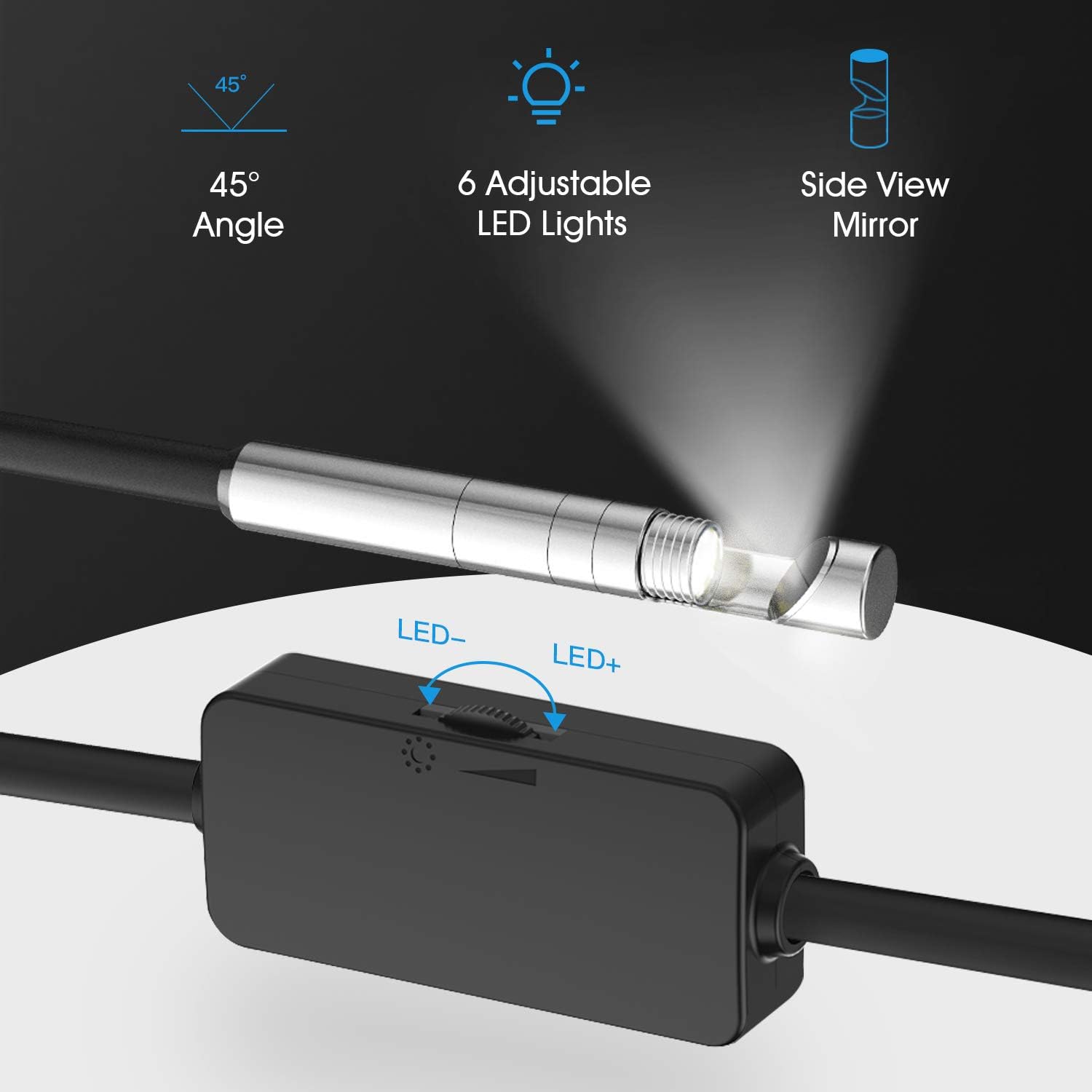 Teslong Rifle Borescope, Short Focus Gun Barrel Camera with Side-View Mirror, 195 inches Caliber for All Barrel Inspection, Compatible with Android, Mac, Windows, Linux, 1.0 Megapixel