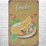 Metallschild 20,3 x 30,5 cm Vintage Omelett Fast Food, 