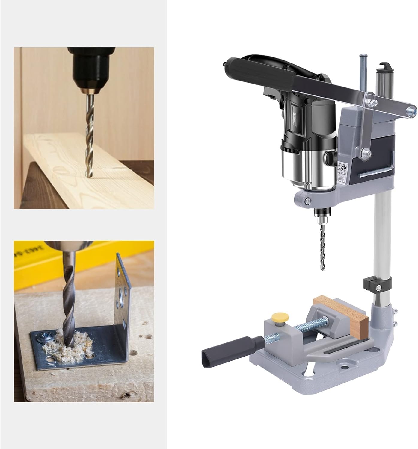 Colonne de support de Perceuse Réglable avec Mâchoires Plates, Support à Outils Robuste pour Perceuse - Diamètre de Serrage de 43 mm pour un Perçage Précis