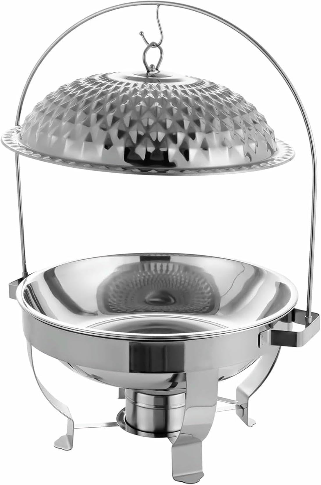 Juego de bufé con calentador de alimentos, calentadores de alimentos redondos dorados con tapa colgante dorada for estufa de comedor, acero inoxidable, calentador de alimentos redondo, acero inoxidabl