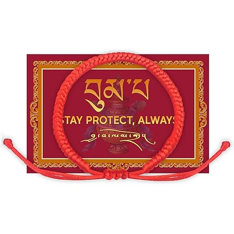 Pulsera Roja de 7 Nudos Tibetana, Auténtica Bendita Por Monjes Tibetanos y Talismán de Protección