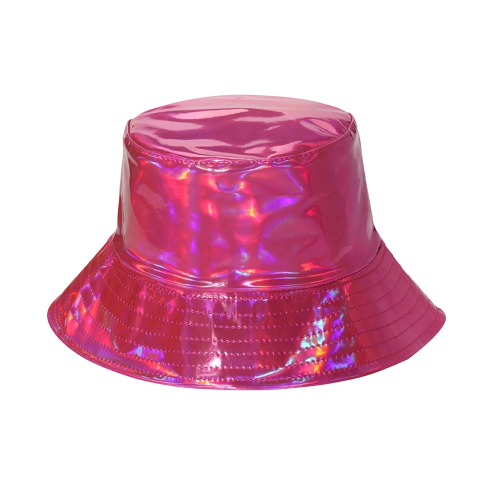matumou Bucket Hat, Three-Dimensional Wide Brim Fisherman Hat, Waterproof Leather Cool Metallic Shine Hat, Stage Performance