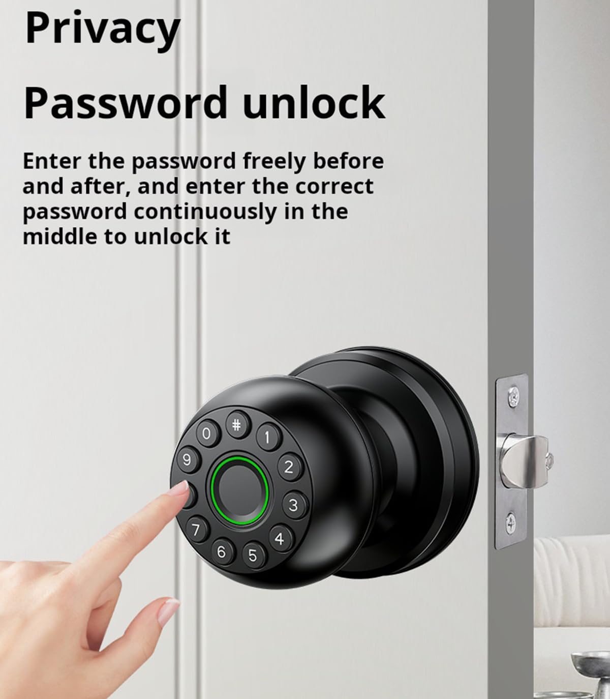 Bouton de porte à empreinte digitale, serrure de porte électrique, serrure de porte intelligente, serrure de porte biométrique, serrure intelligente avec contrôle par application, chargeur de