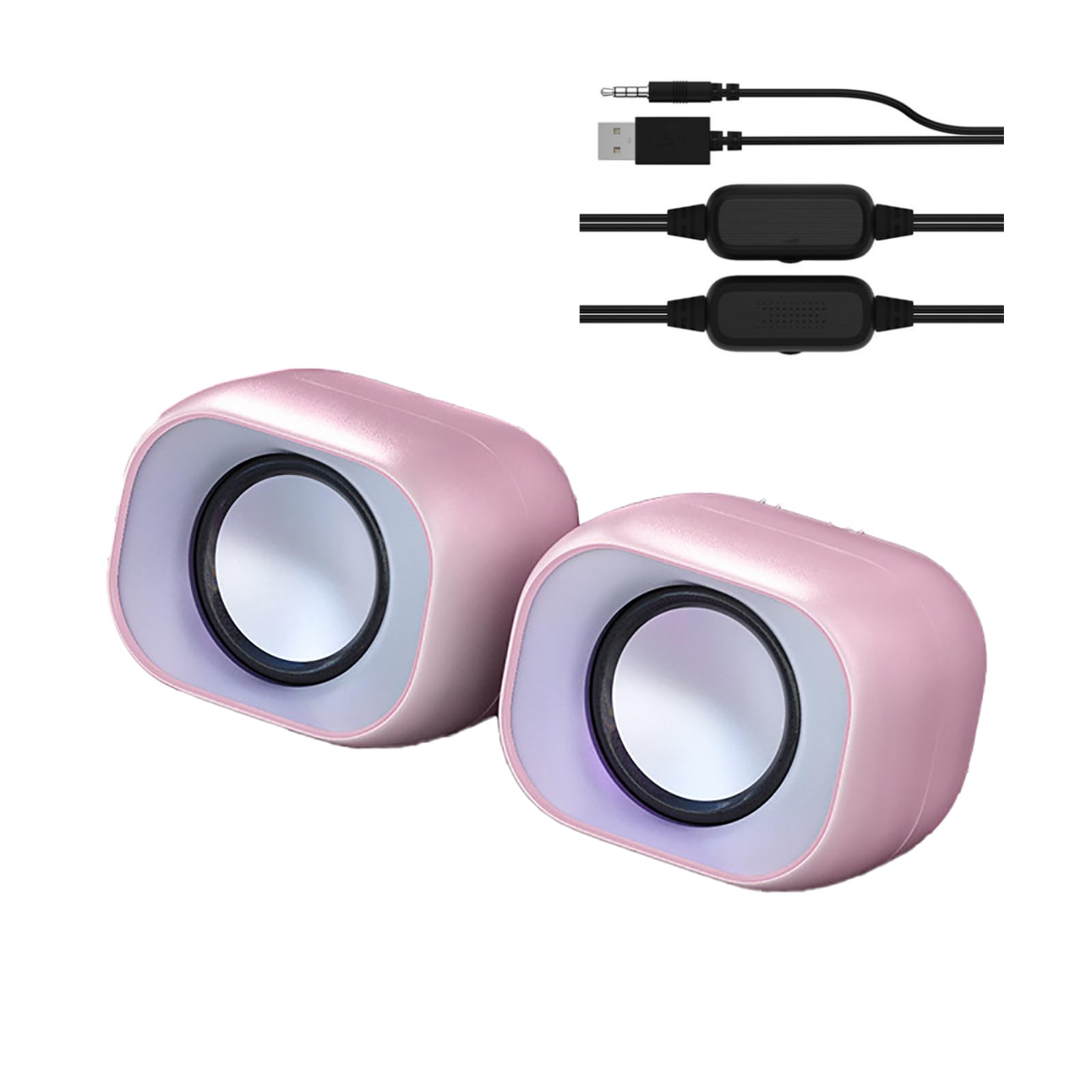 Mini enceintes PC et enceintes d'ordinateur portable stéréo à gamme complète rose de bureau - 7